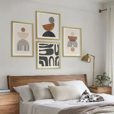 Billedsæt med ramme med abstrakt boho-design