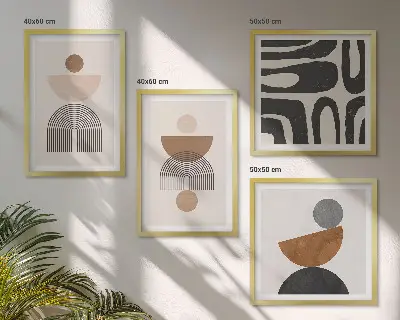 Billedsæt med ramme med abstrakt boho-design