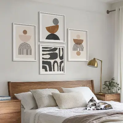 Billedsæt med ramme med abstrakt boho-design