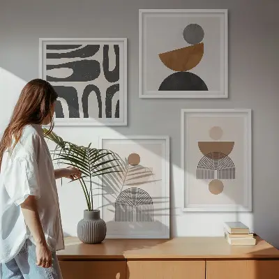 Billedsæt med ramme med abstrakt boho-design
