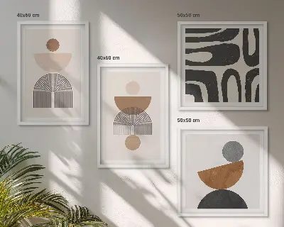 Billedsæt med ramme med abstrakt boho-design