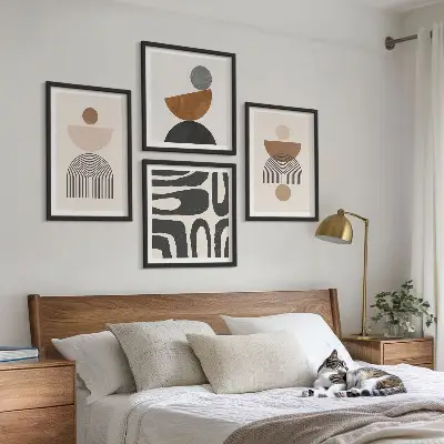 Billedsæt med ramme med abstrakt boho-design