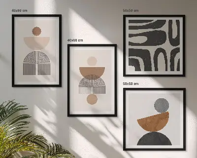 Billedsæt med ramme med abstrakt boho-design