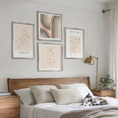 Plakater med kvindelige silhuetter vægkunst til sofaen