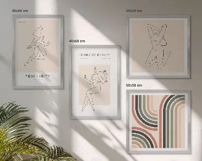 Plakater med kvindelige silhuetter vægkunst til sofaen