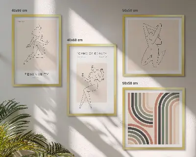 Plakater med kvindelige silhuetter vægkunst til sofaen