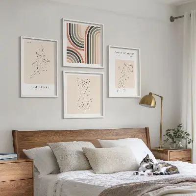 Plakater med kvindelige silhuetter vægkunst til sofaen