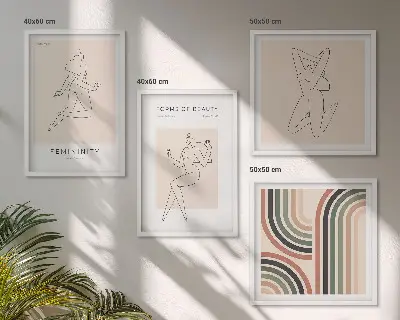 Plakater med kvindelige silhuetter vægkunst til sofaen