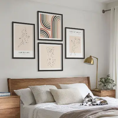 Plakater med kvindelige silhuetter vægkunst til sofaen