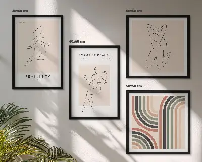 Plakater med kvindelige silhuetter vægkunst til sofaen