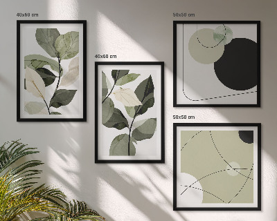 Billedsæt med ramme Malede blade abstrakt