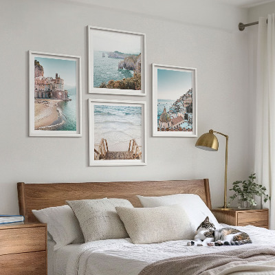 Billedvæg over sofa Sommerens pastelfarvede strandudsigter