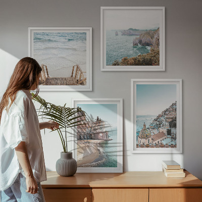 Billedvæg over sofa Sommerens pastelfarvede strandudsigter