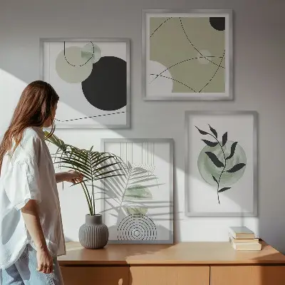 Abstrakte plantemotiver billedsæt med ramme