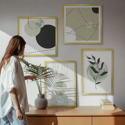 Abstrakte plantemotiver billedsæt med ramme