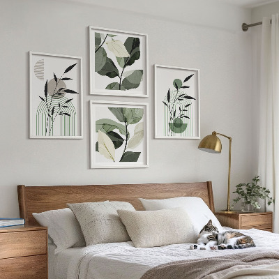 Billedvæg over sofa Boho plantekompositioner