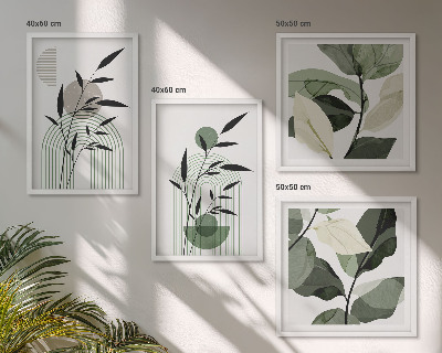 Billedvæg over sofa Boho plantekompositioner
