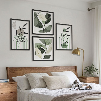 Billedvæg over sofa Boho plantekompositioner