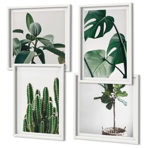 Billedvæg med tropiske planter æstetisk motiv til ophæng over sofa