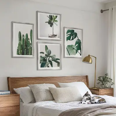 Billedvæg med tropiske planter æstetisk motiv til ophæng over sofa