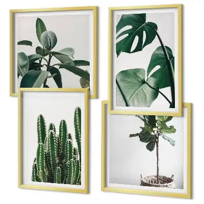 Billedvæg med tropiske planter æstetisk motiv til ophæng over sofa