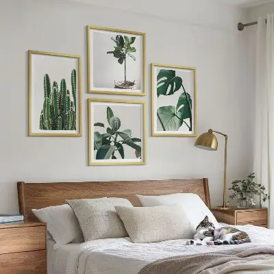 Billedvæg med tropiske planter æstetisk motiv til ophæng over sofa