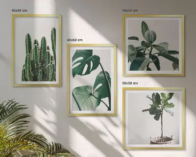 Billedvæg med tropiske planter æstetisk motiv til ophæng over sofa