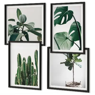 Billedvæg med tropiske planter æstetisk motiv til ophæng over sofa