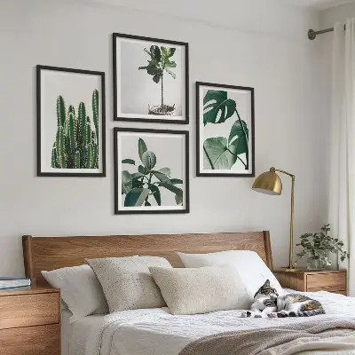 Billedvæg med tropiske planter æstetisk motiv til ophæng over sofa