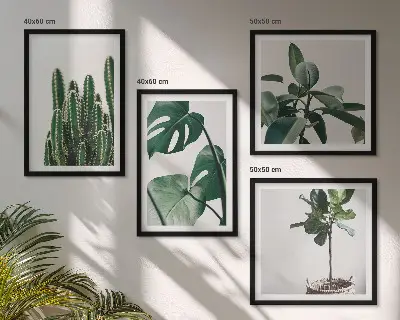Billedvæg med tropiske planter æstetisk motiv til ophæng over sofa