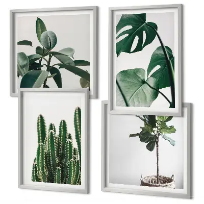 Billedvæg med tropiske planter æstetisk motiv til ophæng over sofa