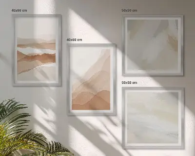 Abstrakte brune landskaber billedvæg til over sofaen