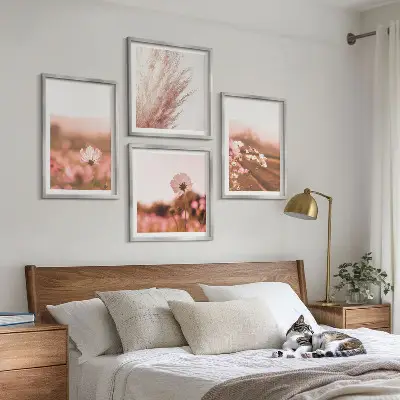 Vilde blomster på engene om sommeren billedsæt med ramme
