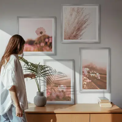 Vilde blomster på engene om sommeren billedsæt med ramme