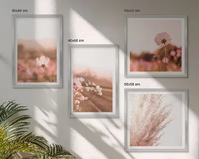 Vilde blomster på engene om sommeren billedsæt med ramme