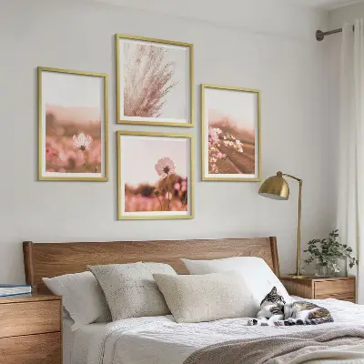 Vilde blomster på engene om sommeren billedsæt med ramme