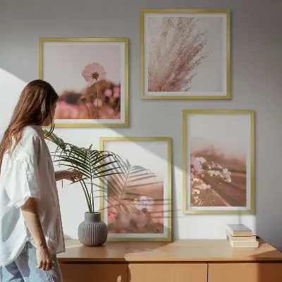 Vilde blomster på engene om sommeren billedsæt med ramme