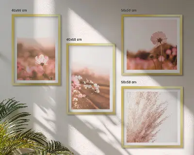 Vilde blomster på engene om sommeren billedsæt med ramme