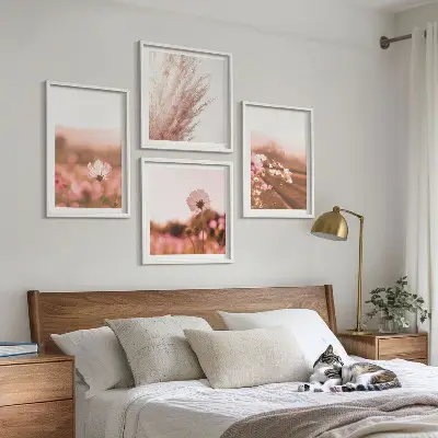 Vilde blomster på engene om sommeren billedsæt med ramme