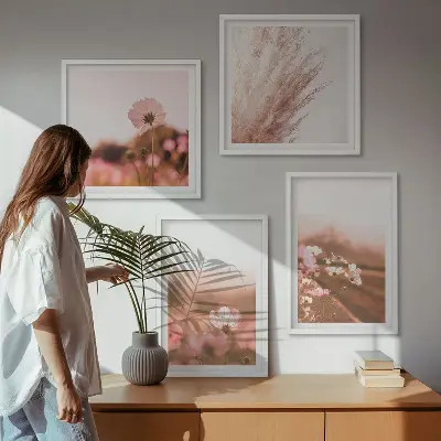 Vilde blomster på engene om sommeren billedsæt med ramme