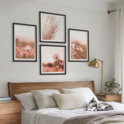 Vilde blomster på engene om sommeren billedsæt med ramme