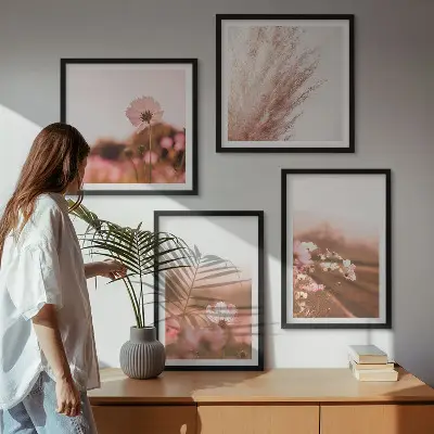 Vilde blomster på engene om sommeren billedsæt med ramme