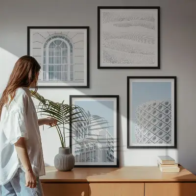 Moderne arkitekturgeometri billedsæt med ramme