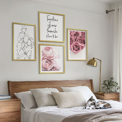 Billedsæt med ramme Familie lineart rosebuketter