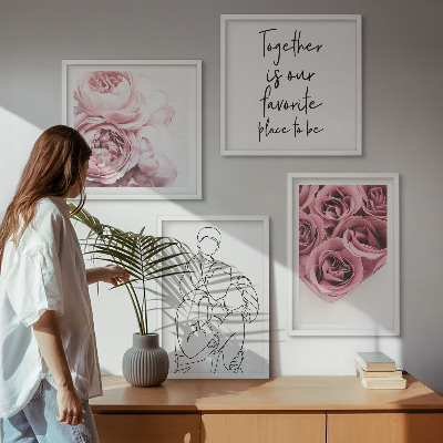 Billedsæt med ramme Familie lineart rosebuketter