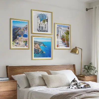 Santorini Græsk Arkitektur Oia billedsæt med ramme