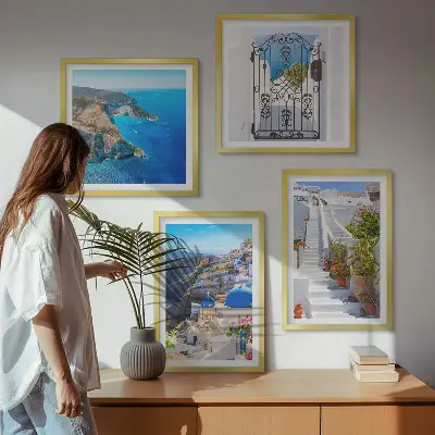 Santorini Græsk Arkitektur Oia billedsæt med ramme