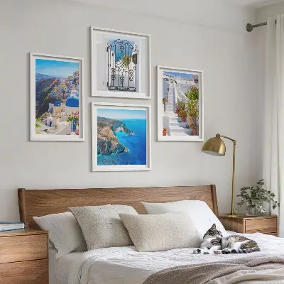 Santorini Græsk Arkitektur Oia billedsæt med ramme