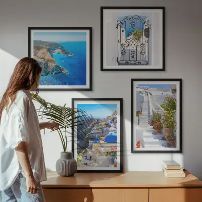 Santorini Græsk Arkitektur Oia billedsæt med ramme