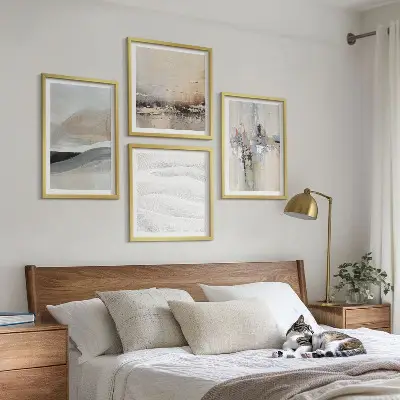 Abstrakte jordmønstre billedvæg til over sofaen